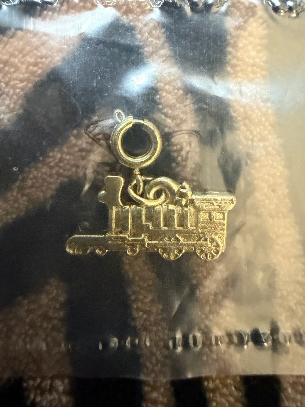 Diamond International Gold Train Charm Pendant - Mini Locomotive